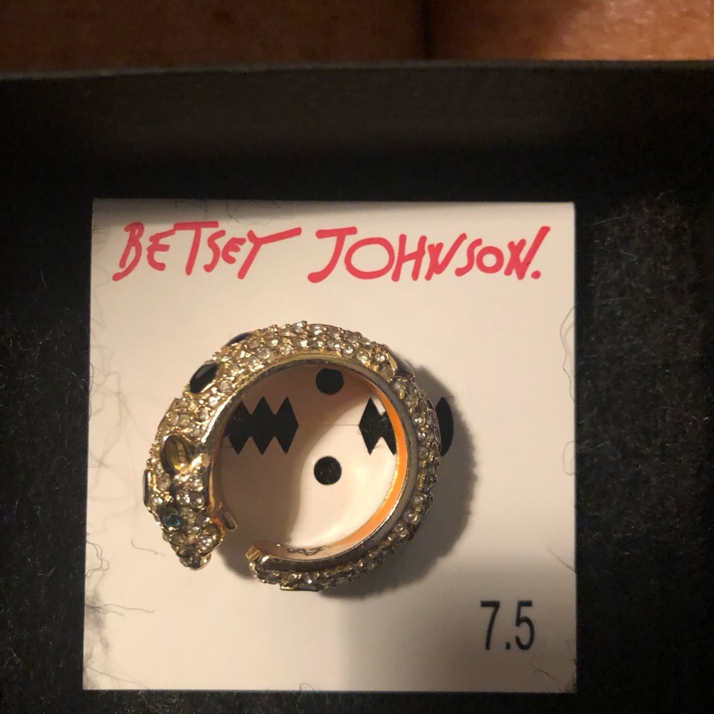Betsy Johnson Leopard Ring w/Simulated Stones- 7.5